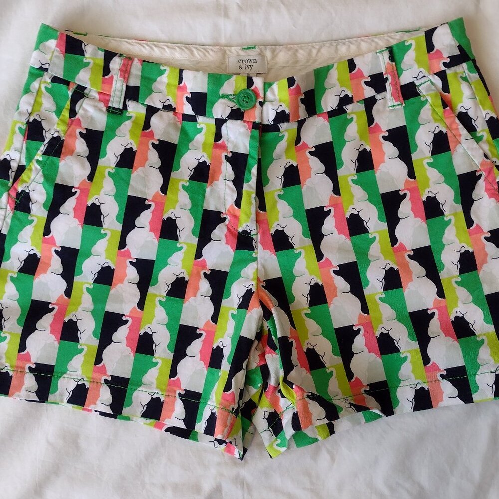 Women's Crown & Ivy colorful Elephant Print Shorts Size 10
